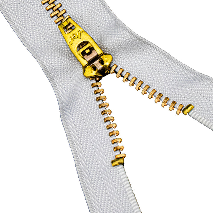 Brass Zippers 7" Inches, Metal Teeth/Chain in Gold, Variety of Colors, 1 Piece, 6-Pack