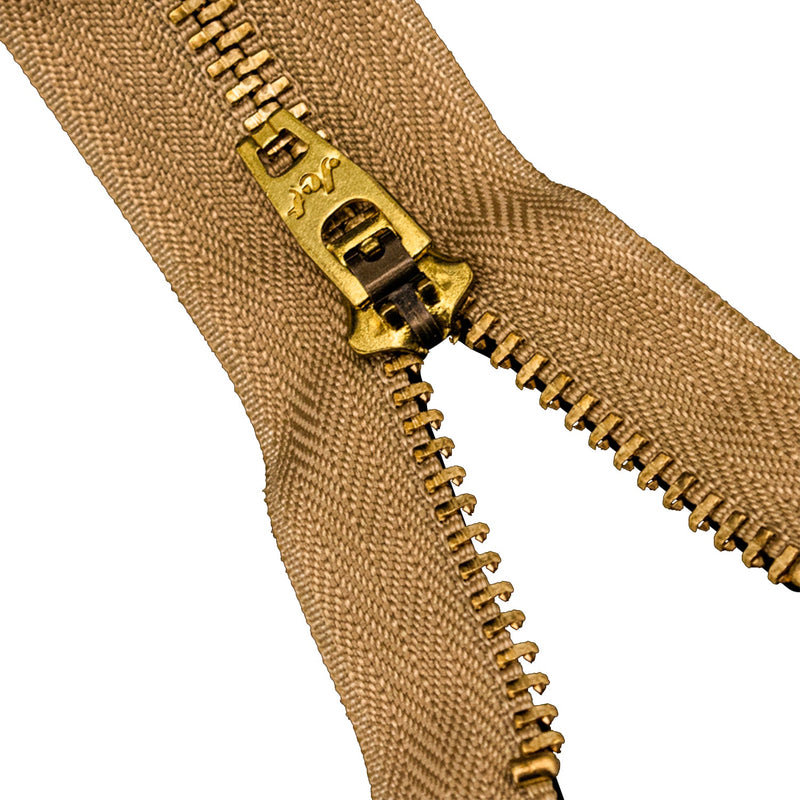 Brass Zippers 7" Inches, Metal Teeth/Chain in Gold, Variety of Colors, 1 Piece, 6-Pack