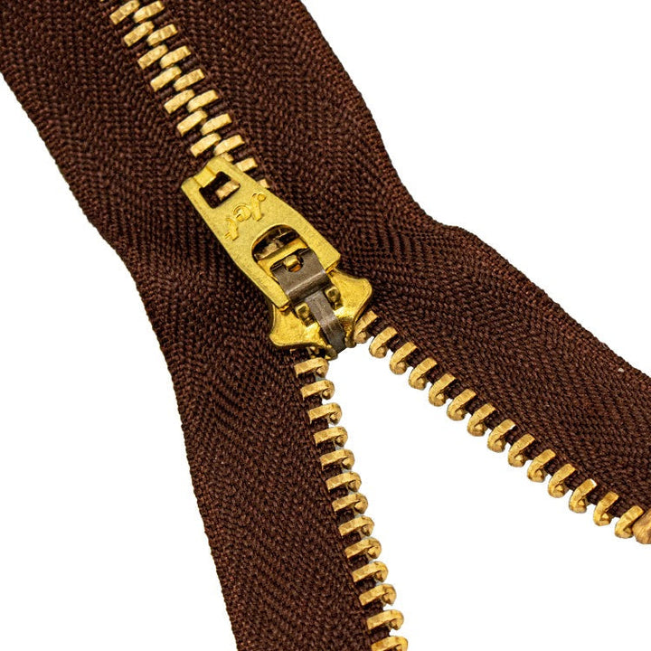 Brass Zippers 7" Inches, Metal Teeth/Chain in Gold, Variety of Colors, 1 Piece