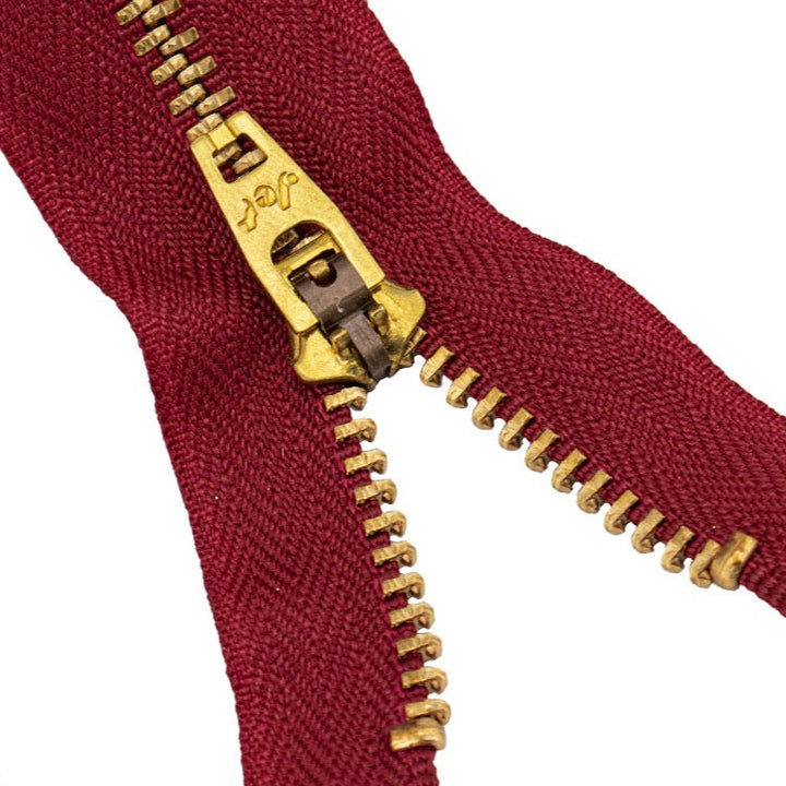 Brass Zippers 7" Inches, Metal Teeth/Chain in Gold, Variety of Colors, 1 Piece