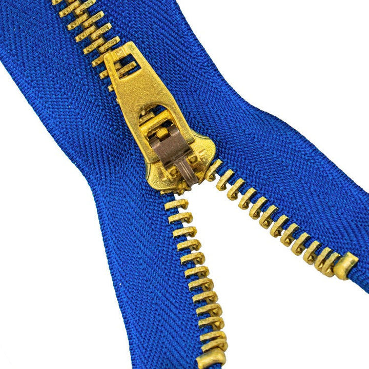 Brass Zippers 7" Inches, Metal Teeth/Chain in Gold, Variety of Colors, 1 Piece