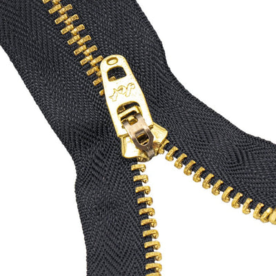 Brass Zippers 7" Inches, Metal Teeth/Chain in Gold, Variety of Colors, 1 Piece, 6-Pack