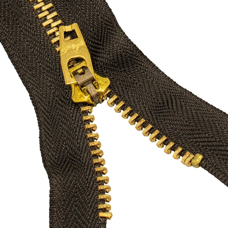 Brass Zippers 9" Inches, Metal Teeth/Chain in Gold, Variety of Tape Color, 1 Piece, 6-Pack
