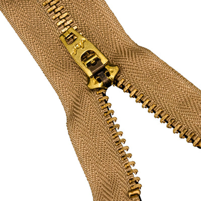 Brass Zippers 9" Inches, Metal Teeth/Chain in Gold, Variety of Tape Color, 1 Piece, 6-Pack
