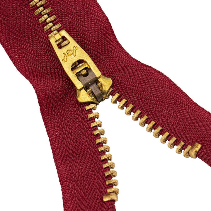 Brass Zippers 9" Inches, Metal Teeth/Chain in Gold, Variety of Tape Color, 1 Piece, 6-Pack