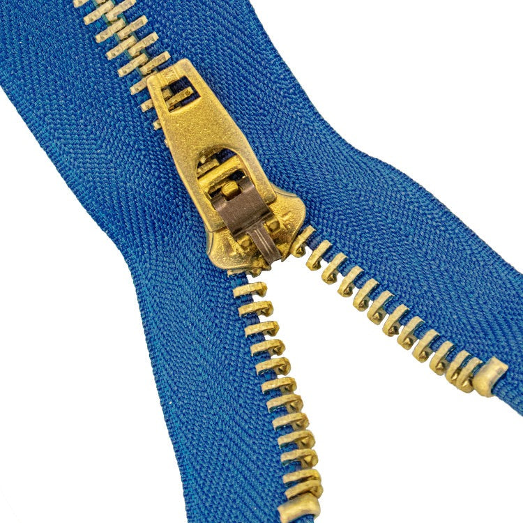 Brass Zippers 9" Inches, Metal Teeth/Chain in Gold, Variety of Tape Color, 1 Piece