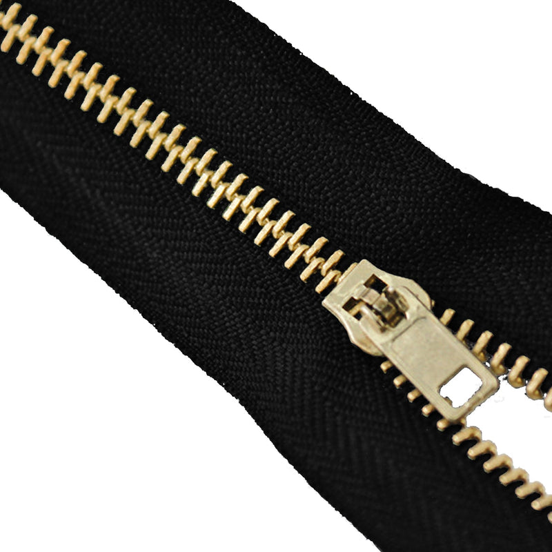 Avanti , Brass Zipper Closed-End , Metal Zipper in Gold , Variety of Ribbon Color , Gold Brass Tooth/Head , 5" inch Size , Number 