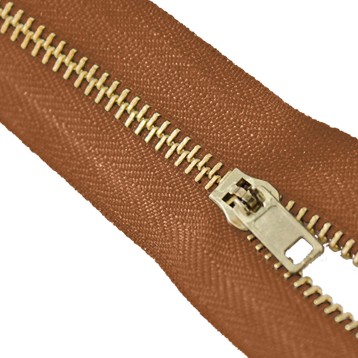 Avanti , Brass Zippers Closed-End , Metal Zipper in Gold , Variety of Ribbon Color , Gold Brass Tooth/Head,  7" inch Size , Number #3 Pack of 25