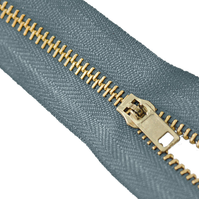 Avanti , Brass Zippers Closed-End , Metal Zipper in Gold , Variety of Ribbon Color , Gold Brass Tooth/Head,  7" inch Size , Number 