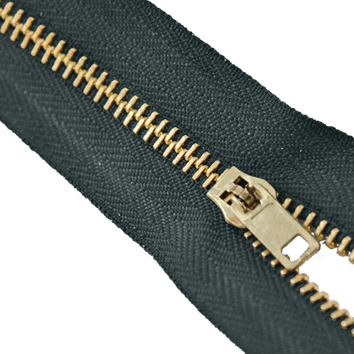 Avanti , Brass Zippers Closed-End , Metal Zipper in Gold , Variety of Ribbon Color , Gold Brass Tooth/Head , 9" inch Size , Number #3 Pack of 25