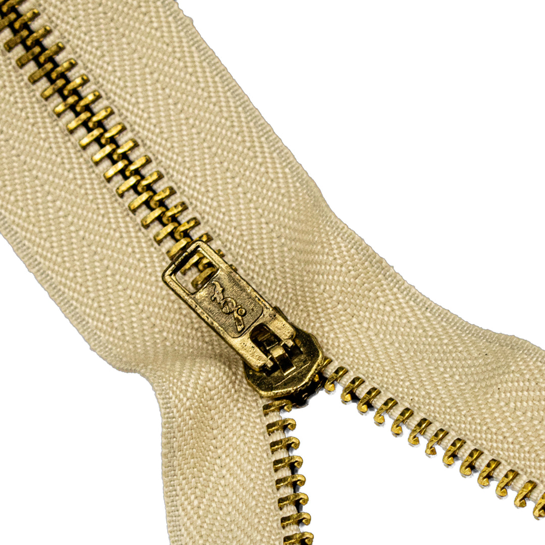 Brass Zippers, Metal Teeth/Chain in Gold, Variety of Tape Color, 5" inch, 1 Piece