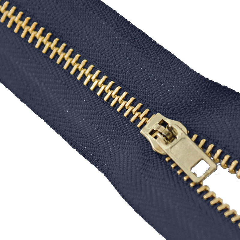 Avanti - Brass Zippers Closed-End, Metal Zipper in Gold, Variety of Ribbon Color, Gold Brass Tooth/Head, 5" inch Size, Number 