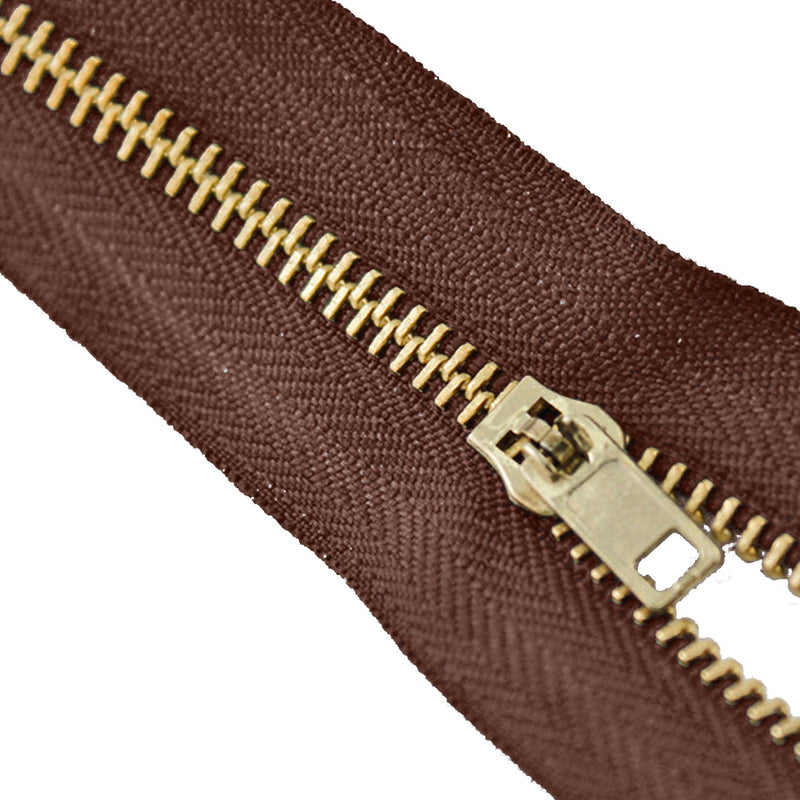 Avanti - Brass Zippers Closed-End, Metal Zipper in Gold, Variety of Ribbon Color, Gold Brass Tooth/Head, 5" inch Size, Number 