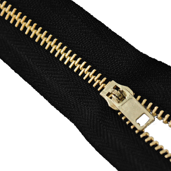 Avanti - Brass Zippers Closed-End, Metal Zipper in Gold, Variety of Ribbon Color, Gold Brass Tooth/Head, 7" inch Size, Number #4.5 25 Pieces