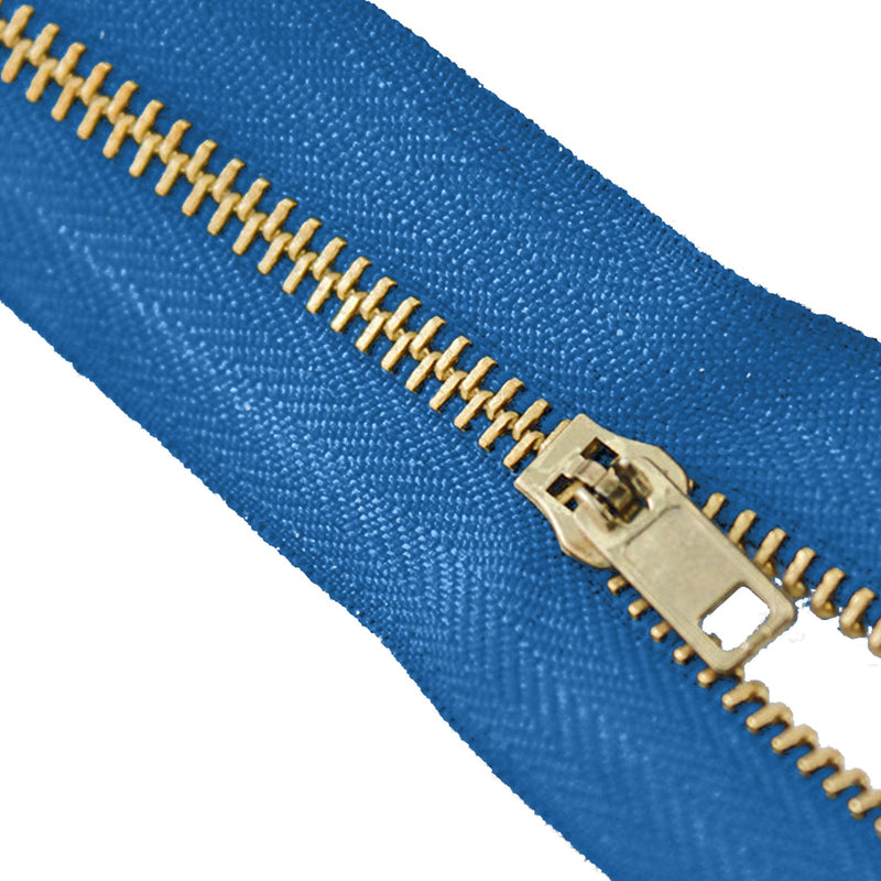Avanti - Brass Zippers Closed-End, Metal Zipper in Gold, Variety of Ribbon Color, Gold Brass Tooth/Head, 7" inch Size, Number 
