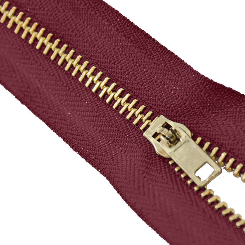 Avanti - Brass Zippers Closed-End, Metal Zipper in Gold, Variety of Ribbon Color, Gold Brass Tooth/Head, 9" inch Size, Number 