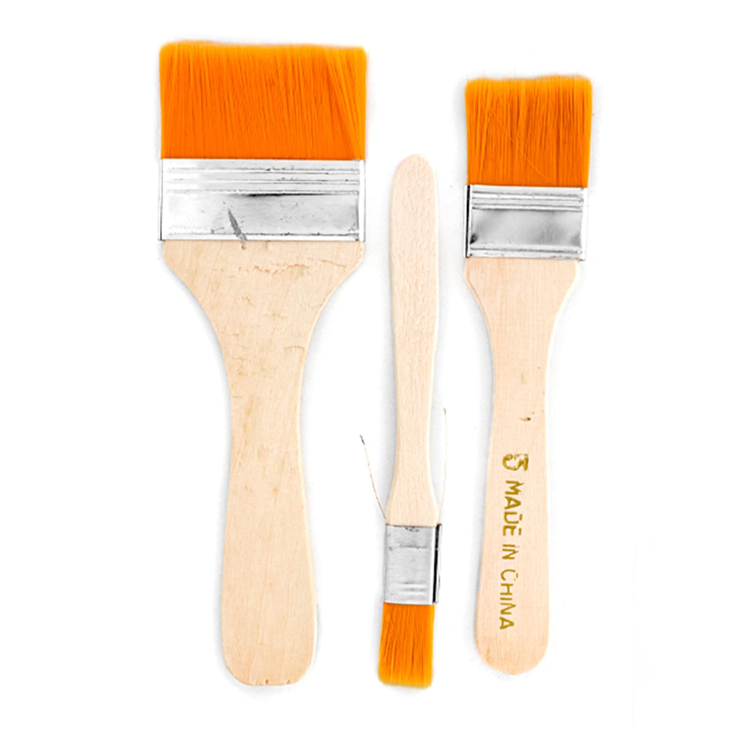 Wooden Set of Brushes, 1/2" 1" 2", 3 pcs
