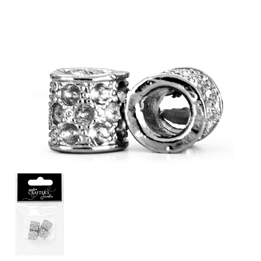 Metal Beads, Round Spacers, Silver Color, 4 Pieces