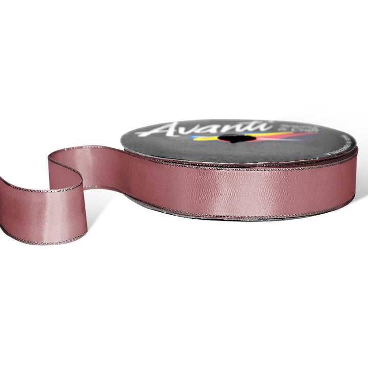 Satin Ribbon with Metallic Edge in Gold or Silver, 1 inch, Double Face, 50 Yards