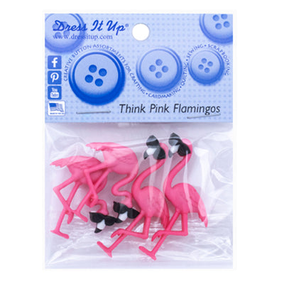 Think Pink Flamingo, Shank Attachment, 33mm, 4 Pieces