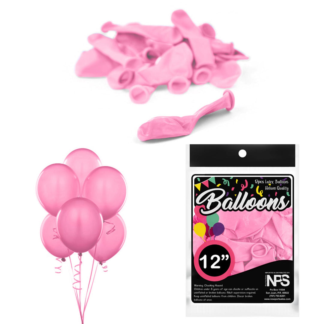 Balloons Latex Party Balloons, 12" inches, Variety Colors, 12 Pieces