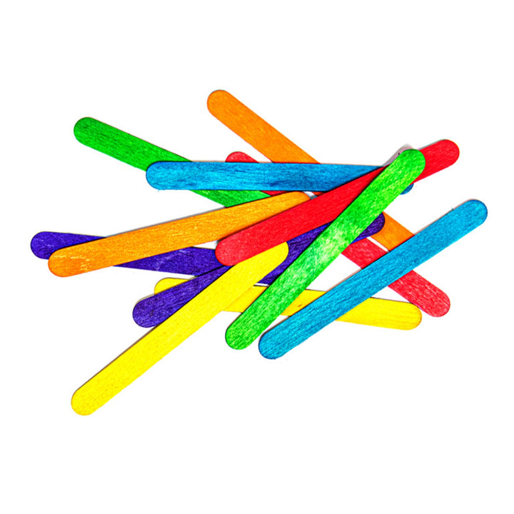 Wood Craft Sticks, Natural and Multicolor, 3 5/8 Inches length, 50 Pcs