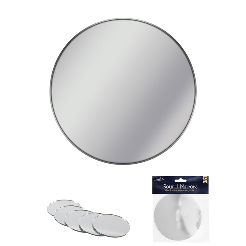 Round Glass Mirror, 8" Inches, Circles for Arts & Crafts Projects, Framing, Decoration, 1 Piece